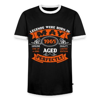 Legends Were Born In May 1965 Birthday - Männer Kontrast-T-Shirt - Schwarz/Weiß - Vorne - AI Model Female 172 light (172cm) & AI Model Male 178 light (178cm)