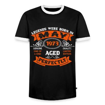 Legends Were Born In May 1973 Birthday - Männer Kontrast-T-Shirt - Schwarz/Weiß - Vorne - AI Model Female 172 light (172cm) & AI Model Male 178 light (178cm)