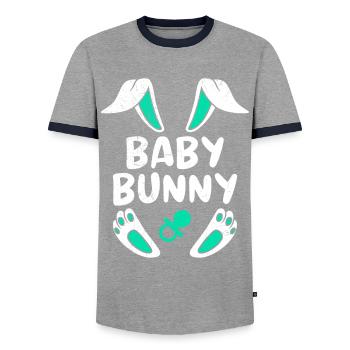 Baby Hase Osterhasen Kleiner Hase Kinder - Männer Kontrast-T-Shirt - Grau/Navy  - Vorne - AI Model Female 172 light (172cm) & AI Model Male 178 light (178cm)