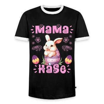 Hasen Mama Hase Osterhasen Osterfreunde Ostern - Männer Kontrast-T-Shirt - Schwarz/Weiß - Vorne - AI Model Female 172 light (172cm) & AI Model Male 178 light (178cm)