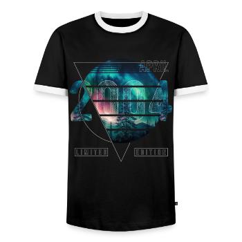 Édition Limitée 2004 Avril Anniversaire Aurores Boréales - T-shirt contrasté Homme - noir/blanc - Devant - AI Model Female 172 light (172cm) & AI Model Male 178 light (178cm)