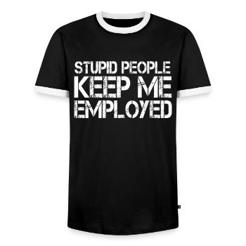 Shérif adjoint Police Law Officer Guard - T-shirt contrasté Homme - noir/blanc - Devant - AI Model Female 172 light (172cm) & AI Model Male 178 light (178cm)