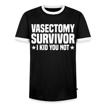 Vasectomie chirurgie du bébé à la retraite Tournage - T-shirt contrasté Homme - noir/blanc - Devant - AI Model Female 172 light (172cm) & AI Model Male 178 light (178cm)