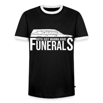 Goth Just Wanna Have Funerals - Goth Gothic - Männer Kontrast-T-Shirt - Schwarz/Weiß - Vorne - AI Model Female 172 light (172cm) & AI Model Male 178 light (178cm)