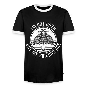 I'm not Goth, my friends are Goth Moth - Men's Ringer Shirt - black/white - Front - AI Model Female 172 light (172cm) & AI Model Male 178 light (178cm)