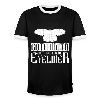 Goth Moth Just Here For The Eyeliner - Goth Moth - Männer Kontrast-T-Shirt - Schwarz/Weiß - Vorne - AI Model Female 172 light (172cm) & AI Model Male 178 light (178cm)