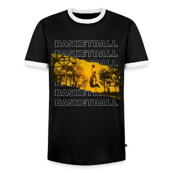 Basketteur Basketteur Dunking Joueur sportif - T-shirt contrasté Homme - noir/blanc - Devant - AI Model Female 172 light (172cm) & AI Model Male 178 light (178cm)