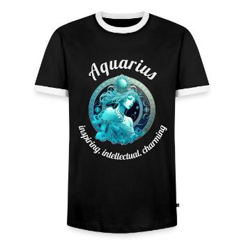 Aquarius Zodiac Sign Aquarius Astronomy - Men's Ringer Shirt - black/white - Front - AI Model Female 172 light (172cm) & AI Model Male 178 light (178cm)