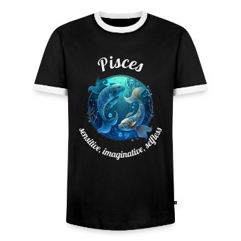 Pisces Sternzeichen Fische Astronomie - Männer Kontrast-T-Shirt - Schwarz/Weiß - Vorne - AI Model Female 172 light (172cm) & AI Model Male 178 light (178cm)
