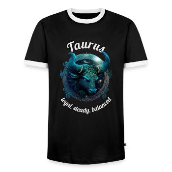 Taurus Sternzeichen Stier Astronomie - Männer Kontrast-T-Shirt - Schwarz/Weiß - Vorne - AI Model Female 172 light (172cm) & AI Model Male 178 light (178cm)