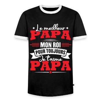 Le meilleur papa mon roi, je t'aime papa - T-shirt contrasté Homme - noir/blanc - Devant - AI Model Female 172 light (172cm) & AI Model Male 178 light (178cm)
