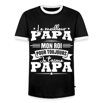 Le meilleur papa mon roi, je t'aime papa - T-shirt contrasté Homme - noir/blanc - Devant - AI Model Female 172 light (172cm) & AI Model Male 178 light (178cm)