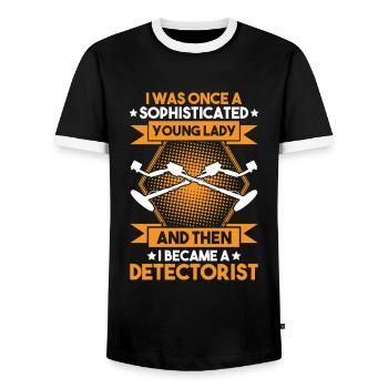 Détecteur Sondler Détecteur de métaux - T-shirt contrasté Homme - noir/blanc - Devant - AI Model Female 172 light (172cm) & AI Model Male 178 light (178cm)