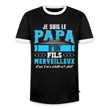 Je Suis Le Papa D'Un Fils Merveilleux - T-shirt contrasté Homme - noir/blanc - Devant - AI Model Female 172 light (172cm) & AI Model Male 178 light (178cm)