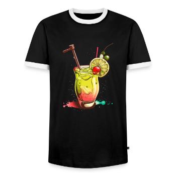 Cocktail - Men's Ringer Shirt - black/white - Front - AI Model Female 172 light (172cm) & AI Model Male 178 light (178cm)