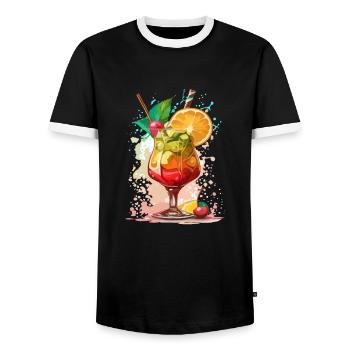 Cocktail - Men's Ringer Shirt - black/white - Front - AI Model Female 172 light (172cm) & AI Model Male 178 light (178cm)