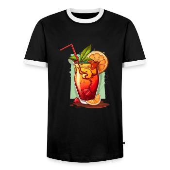 Cocktail - Men's Ringer Shirt - black/white - Front - AI Model Female 172 light (172cm) & AI Model Male 178 light (178cm)