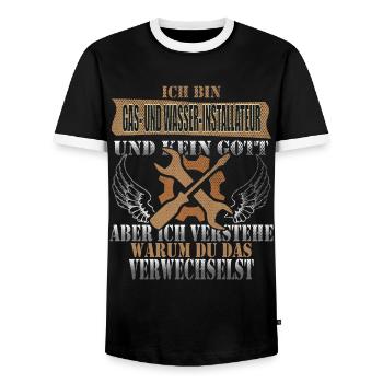 Gas- und Wasserinstallateur - Männer Kontrast-T-Shirt - Schwarz/Weiß - Vorne - AI Model Female 172 light (172cm) & AI Model Male 178 light (178cm)