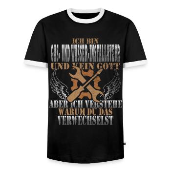 Gas- und Wasserinstallateur - Männer Kontrast-T-Shirt - Schwarz/Weiß - Vorne - AI Model Female 172 light (172cm) & AI Model Male 178 light (178cm)