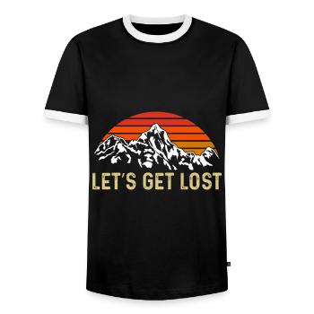 Lets be lost funny Hiking Hiking - Men's Ringer Shirt - black/white - Front - AI Model Female 172 light (172cm) & AI Model Male 178 light (178cm)