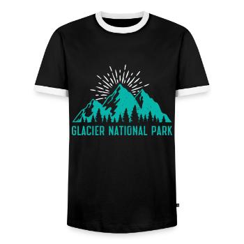 Glacier Nationalpark Bergsteiger - Männer Kontrast-T-Shirt - Schwarz/Weiß - Vorne - AI Model Female 172 light (172cm) & AI Model Male 178 light (178cm)