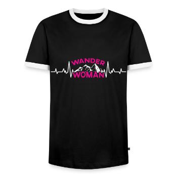 Wanderwoman Bergfan Wanderer Frauen Hiking - Männer Kontrast-T-Shirt - Schwarz/Weiß - Vorne - AI Model Female 172 light (172cm) & AI Model Male 178 light (178cm)