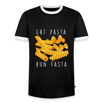 Funny Pasta Noodle Lover - Men's Ringer Shirt - black/white - Front - AI Model Female 172 light (172cm) & AI Model Male 178 light (178cm)