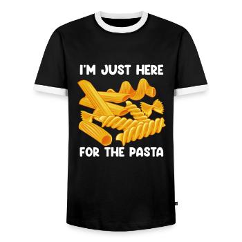 Funny Pasta Noodle Lover - Men's Ringer Shirt - black/white - Front - AI Model Female 172 light (172cm) & AI Model Male 178 light (178cm)