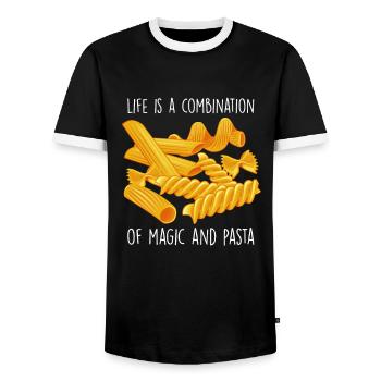Funny Pasta Noodle Lover - Men's Ringer Shirt - black/white - Front - AI Model Female 172 light (172cm) & AI Model Male 178 light (178cm)