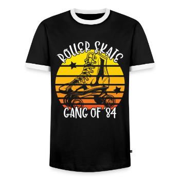 Roller Skating Roller Skates Roll Skating Gear 1984 - Men's Ringer Shirt - black/white - Front - AI Model Female 172 light (172cm) & AI Model Male 178 light (178cm)