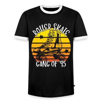 Rollschuhfahrer Rollerskates Rollschuh Gang 1995 - Männer Kontrast-T-Shirt - Schwarz/Weiß - Vorne - AI Model Female 172 light (172cm) & AI Model Male 178 light (178cm)