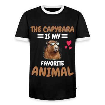 Capybara Animal Favorite Animal Gift Capybara - Men's Ringer Shirt - black/white - Front - AI Model Female 172 light (172cm) & AI Model Male 178 light (178cm)