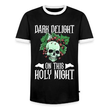 Dark Delight On This Holy Night - Goth Christmas - Men's Ringer Shirt - black/white - Front - AI Model Female 172 light (172cm) & AI Model Male 178 light (178cm)