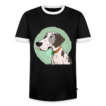 Chien dans le style comique - T-shirt contrasté Homme - noir/blanc - Devant - AI Model Female 172 light (172cm) & AI Model Male 178 light (178cm)