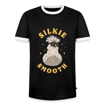Silkie Smooth Chinese Silk Poulet - T-shirt contrasté Homme - noir/blanc - Devant - AI Model Female 172 light (172cm) & AI Model Male 178 light (178cm)