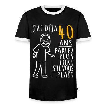 40 Ans Anniversaire Humour 40ème J'ai déjà 40 ans - T-shirt contrasté Homme - noir/blanc - Devant - AI Model Female 172 light (172cm) & AI Model Male 178 light (178cm)