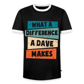 Quelle différence un Dave fait - T-shirt contrasté Homme - noir/blanc - Devant - AI Model Female 172 light (172cm) & AI Model Male 178 light (178cm)