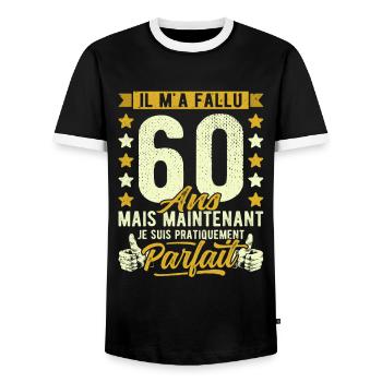 60 Ans Anniversaire Humour 60ème il m'a fallu 60 - T-shirt contrasté Homme - noir/blanc - Devant - AI Model Female 172 light (172cm) & AI Model Male 178 light (178cm)
