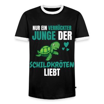 Verrückter Junge Meerestier Geschenk Schildkröte - Männer Kontrast-T-Shirt - Schwarz/Weiß - Vorne - AI Model Female 172 light (172cm) & AI Model Male 178 light (178cm)