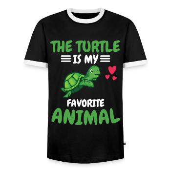 Favorite Animal Sea Animal Animal Gift Turtle - Men's Ringer Shirt - black/white - Front - AI Model Female 172 light (172cm) & AI Model Male 178 light (178cm)