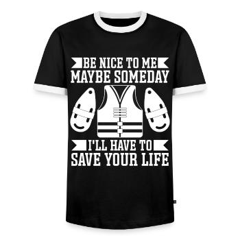 Sauveteur Soyez gentil avec moi Sauveteur - T-shirt contrasté Homme - noir/blanc - Devant - AI Model Female 172 light (172cm) & AI Model Male 178 light (178cm)