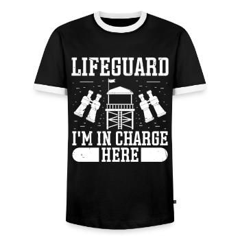 Sauveteur de préposé à la piscine Sauveteur Do It On Beach Lifeguard - T-shirt contrasté Homme - noir/blanc - Devant - AI Model Female 172 light (172cm) & AI Model Male 178 light (178cm)