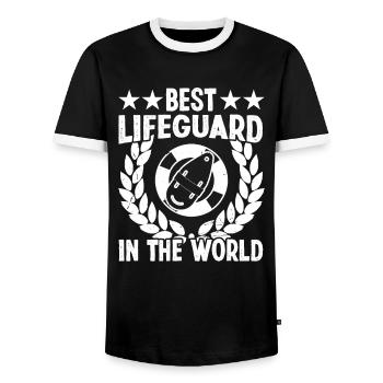 Meilleur sauveteur de préposé à la piscine dans World Lifeguard - T-shirt contrasté Homme - noir/blanc - Devant - AI Model Female 172 light (172cm) & AI Model Male 178 light (178cm)