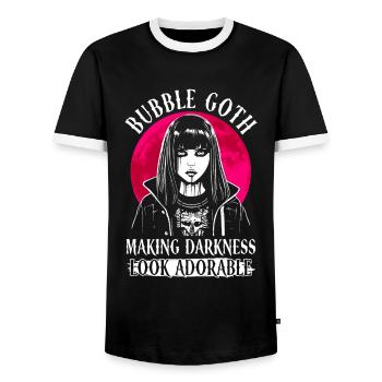 Bubble Goth darkness looks adorable - Goth - Men's Ringer Shirt - black/white - Front - AI Model Female 172 light (172cm) & AI Model Male 178 light (178cm)