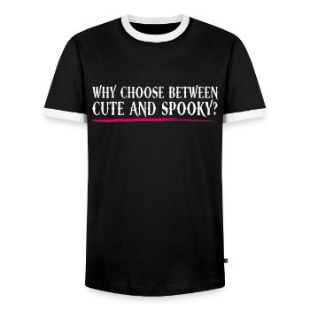 Cute and scary? - Bubble Goth Perky Goth - Men's Ringer Shirt - black/white - Front - AI Model Female 172 light (172cm) & AI Model Male 178 light (178cm)