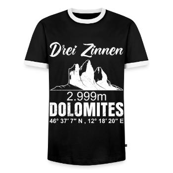 Dolomites mountaineers and hikers mountain fan - Men's Ringer Shirt - black/white - Front - AI Model Female 172 light (172cm) & AI Model Male 178 light (178cm)