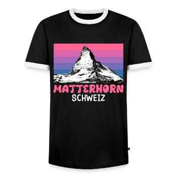 Matterhorn Bergsteiger Summit Wandern klettern - Männer Kontrast-T-Shirt - Schwarz/Weiß - Vorne - AI Model Female 172 light (172cm) & AI Model Male 178 light (178cm)