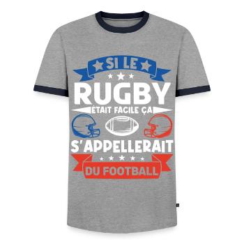 Cadeau rugbyman. cadeau rugby France. rugby fan . - T-shirt contrasté Homme - gris/marine  - Devant - AI Model Female 172 light (172cm) & AI Model Male 178 light (178cm)