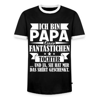 Ich bin Papa einer fantastischen Tochter Vater - Männer Kontrast-T-Shirt - Schwarz/Weiß - Vorne - AI Model Female 172 light (172cm) & AI Model Male 178 light (178cm)