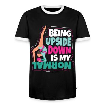 Being Upside Down Gymnastics Gymnastics - Men's Ringer Shirt - black/white - Front - AI Model Female 172 light (172cm) & AI Model Male 178 light (178cm)